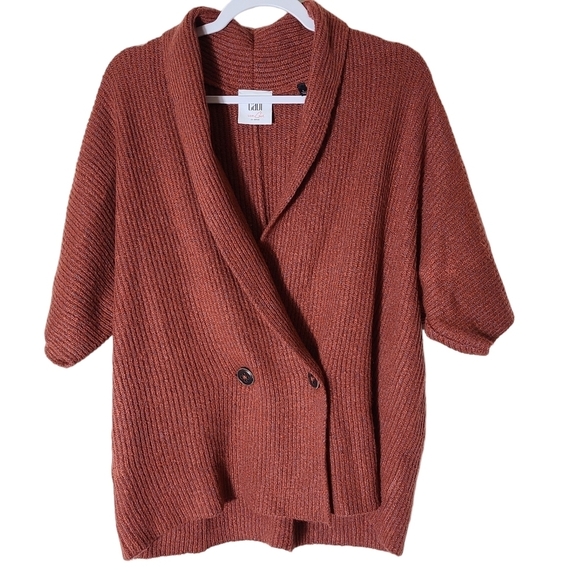 Cabi oversized ribbed knit kimono sleeve cardigan sweater Size Small Orange - Picture 1 of 7